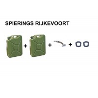 Jerrycan 2x 20L staal gebruikt en 1x schenktuit inc verzenden (NL) Jerrycan 2x 20L staal gebruikt en 1x schenktuit inc verzenden (NL)